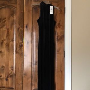 Black mock neck Velour maxi